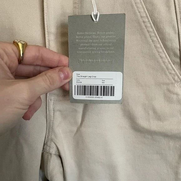 Everlane The Straight Leg Crop Jeans in Stone Size 00 - Picture 4 of 5